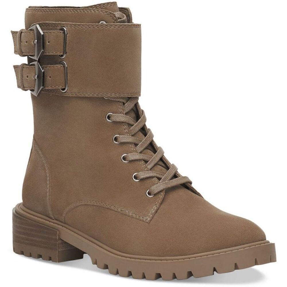 Vince Camuto Womens Fawdry Taupe Suede Combat & Lace-up Boots Shoes NWT